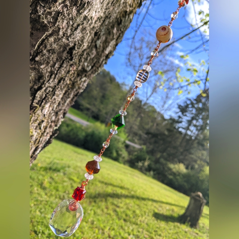 Window Prism Glass Sun Catcher Genuine Copper Wire Wrapped Window Art - Picture 15 of 16